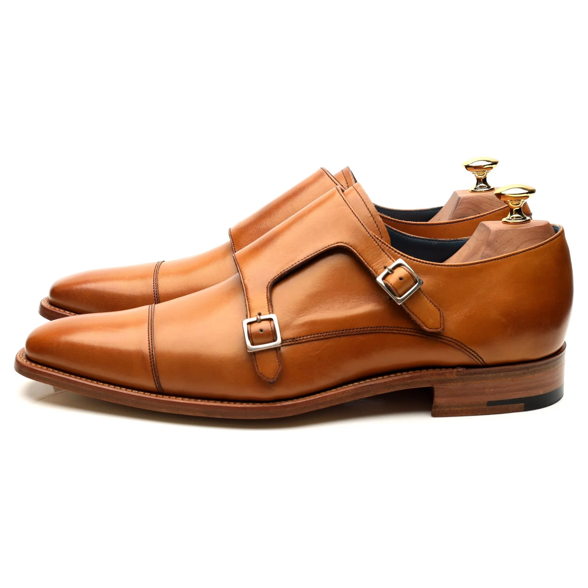 'Hillman' Tan Brown Leather Double Monk Strap UK 9 F