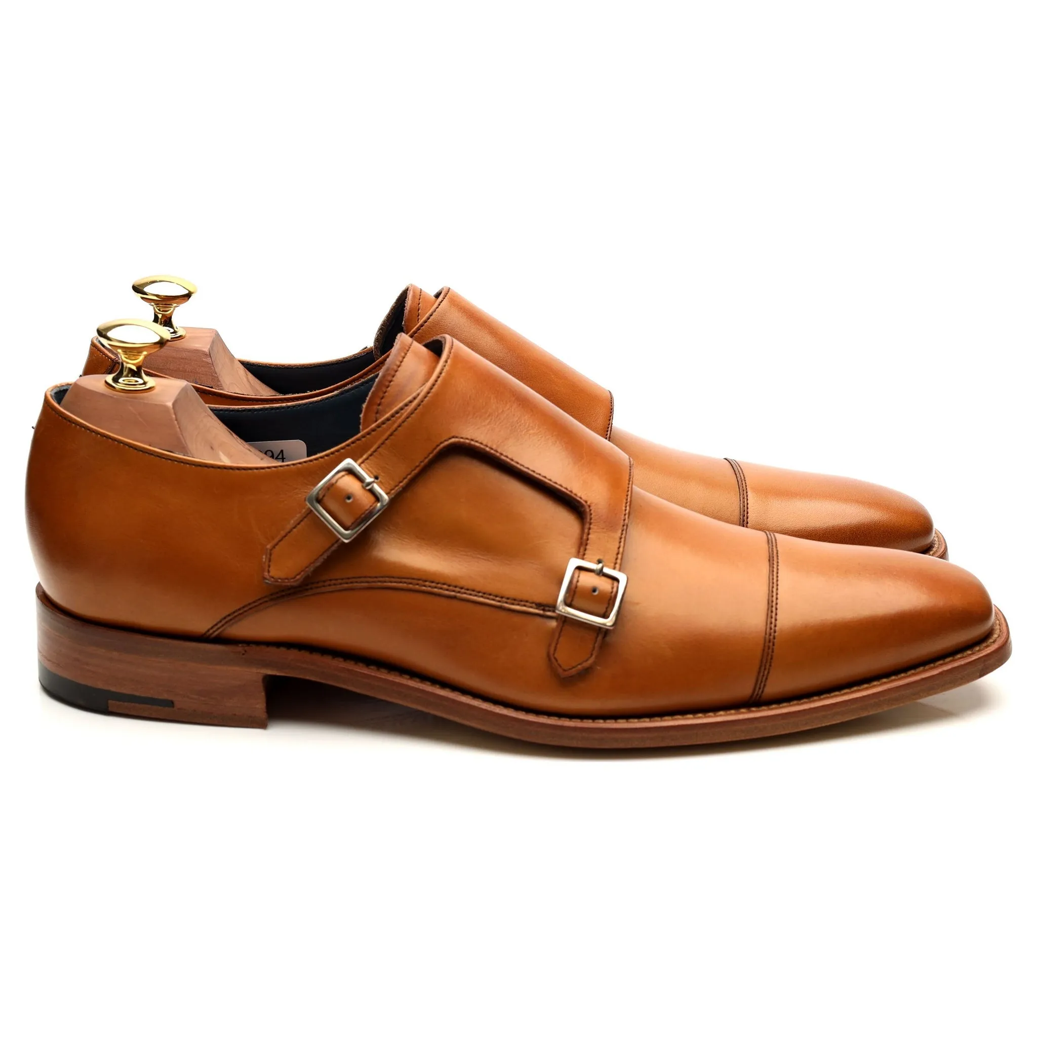 'Hillman' Tan Brown Leather Double Monk Strap UK 9 F