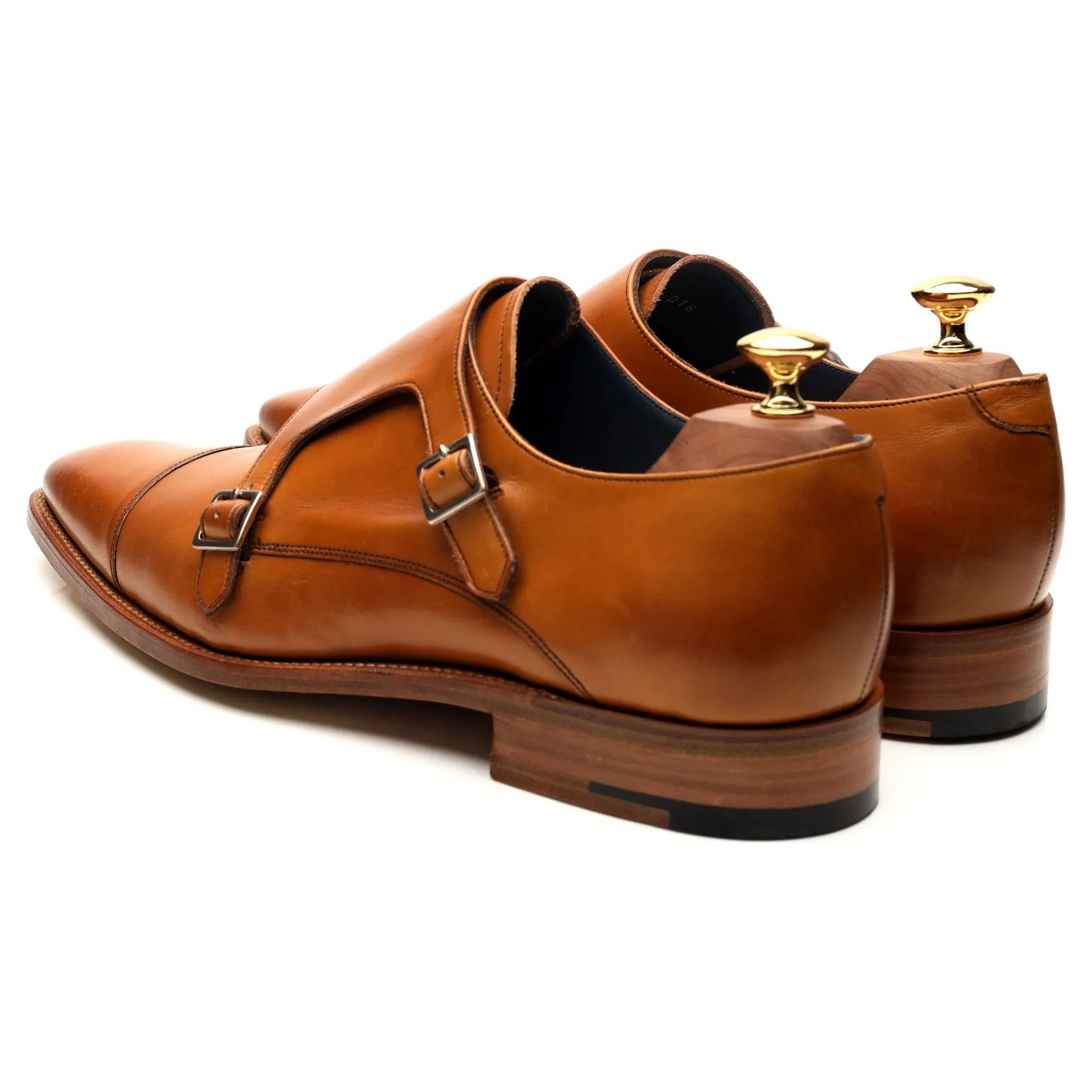 'Hillman' Tan Brown Leather Double Monk Strap UK 9 F