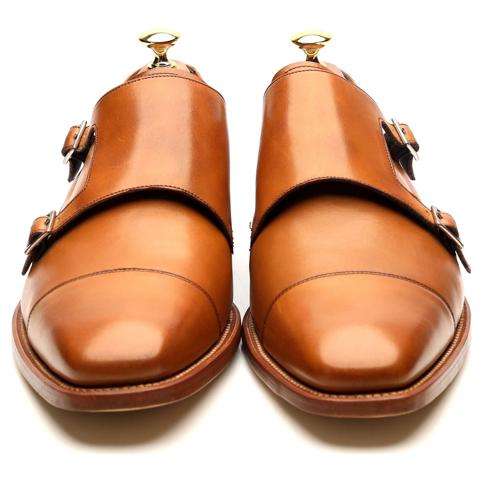 'Hillman' Tan Brown Leather Double Monk Strap UK 9 F