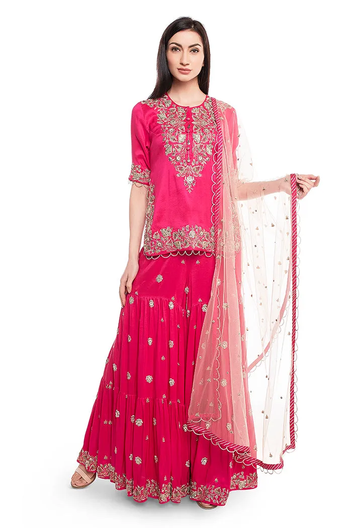 Hot Pink Sharara Set
