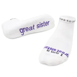 I am a great sister® white low-cut socks