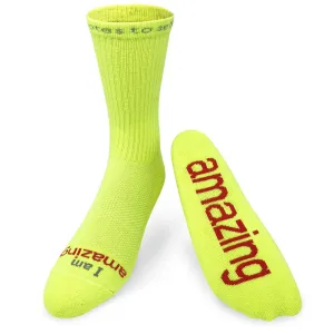 I am amazing® neon yellow crew socks