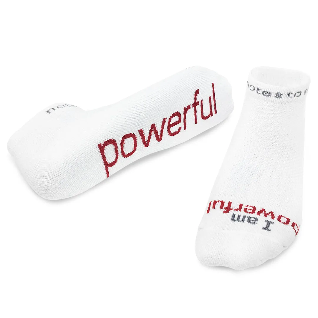 I am powerful, white low-cut socks