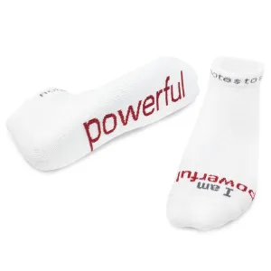 I am powerful, white low-cut socks