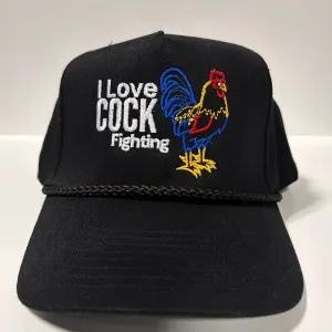 I LOVE COCK FIGHTING Black Rope SnapBack Cap Hat Funny Custom Embroidered