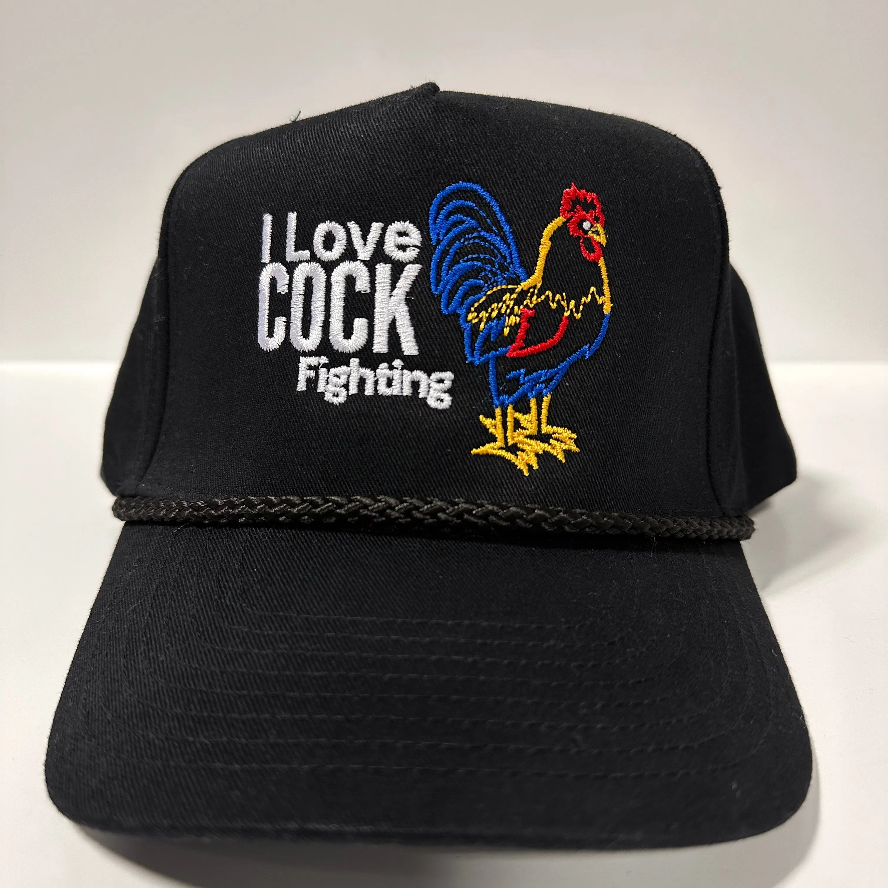 I LOVE COCK FIGHTING Black Rope SnapBack Cap Hat Funny Custom Embroidered
