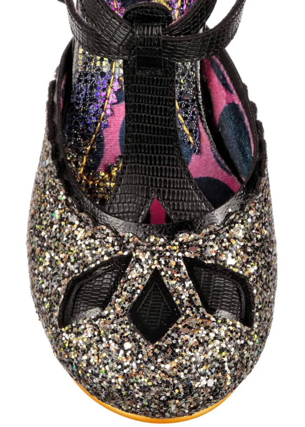 Irregular Choice Golden Age Glitter 20's Pumps Black Gold
