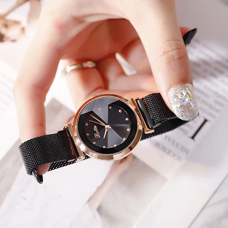 Irregular Mirror Mesh Strap Women's Watch