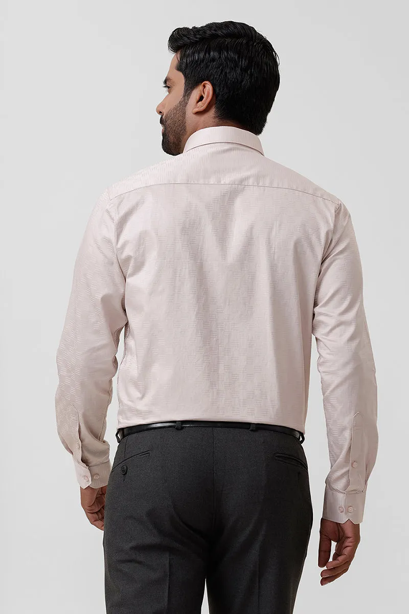 Italian Dobby - Deep Sand Embossed Line Formal Shirts For Men | Ariser