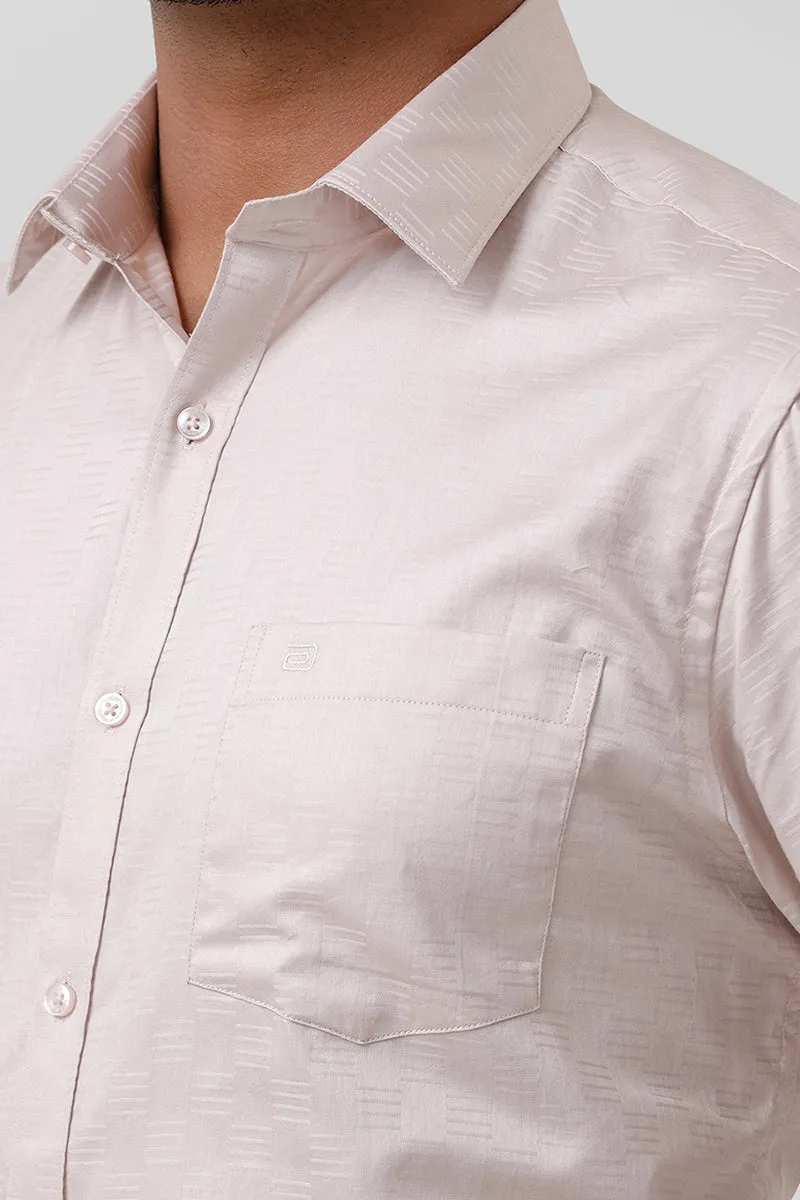 Italian Dobby - Deep Sand Embossed Line Formal Shirts For Men | Ariser