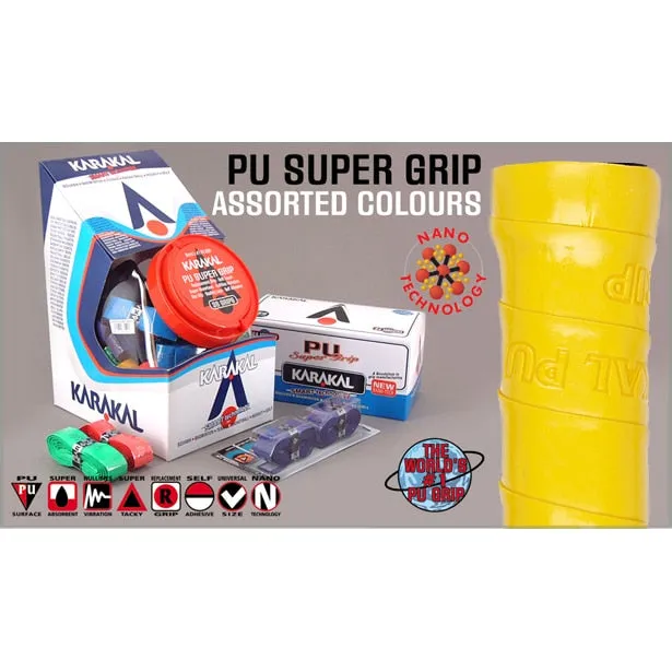Karakal PU Supergrip Replacement Grips - Box of 24 Assorted Colours
