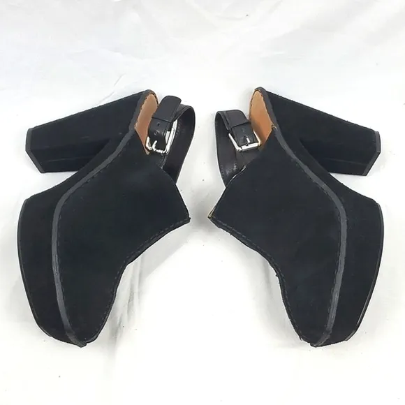 Kors Michael Kors Black Suede Platform Heeled Mule