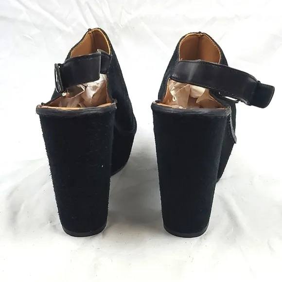 Kors Michael Kors Black Suede Platform Heeled Mule