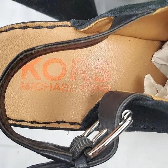Kors Michael Kors Black Suede Platform Heeled Mule