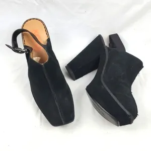 Kors Michael Kors Black Suede Platform Heeled Mule