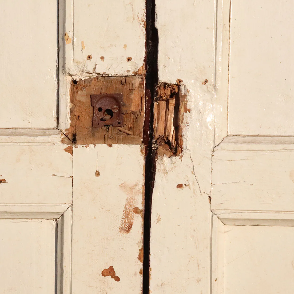 Large Moorish Painted Pine Paneled Double Door