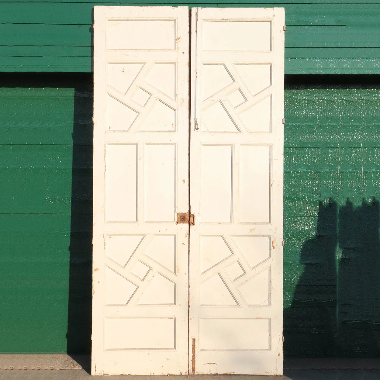 Large Moorish Painted Pine Paneled Double Door