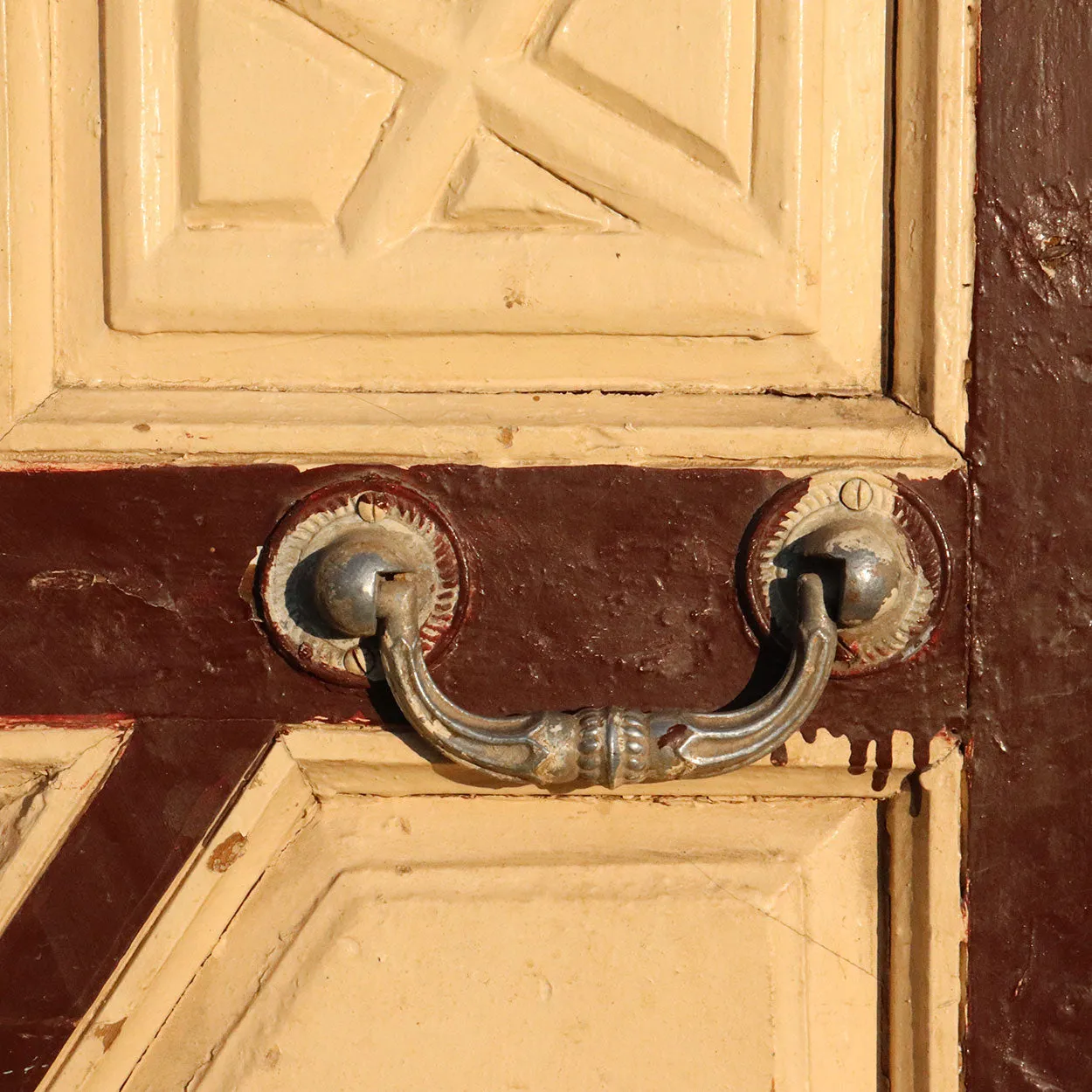 Large Moorish Painted Pine Paneled Double Door