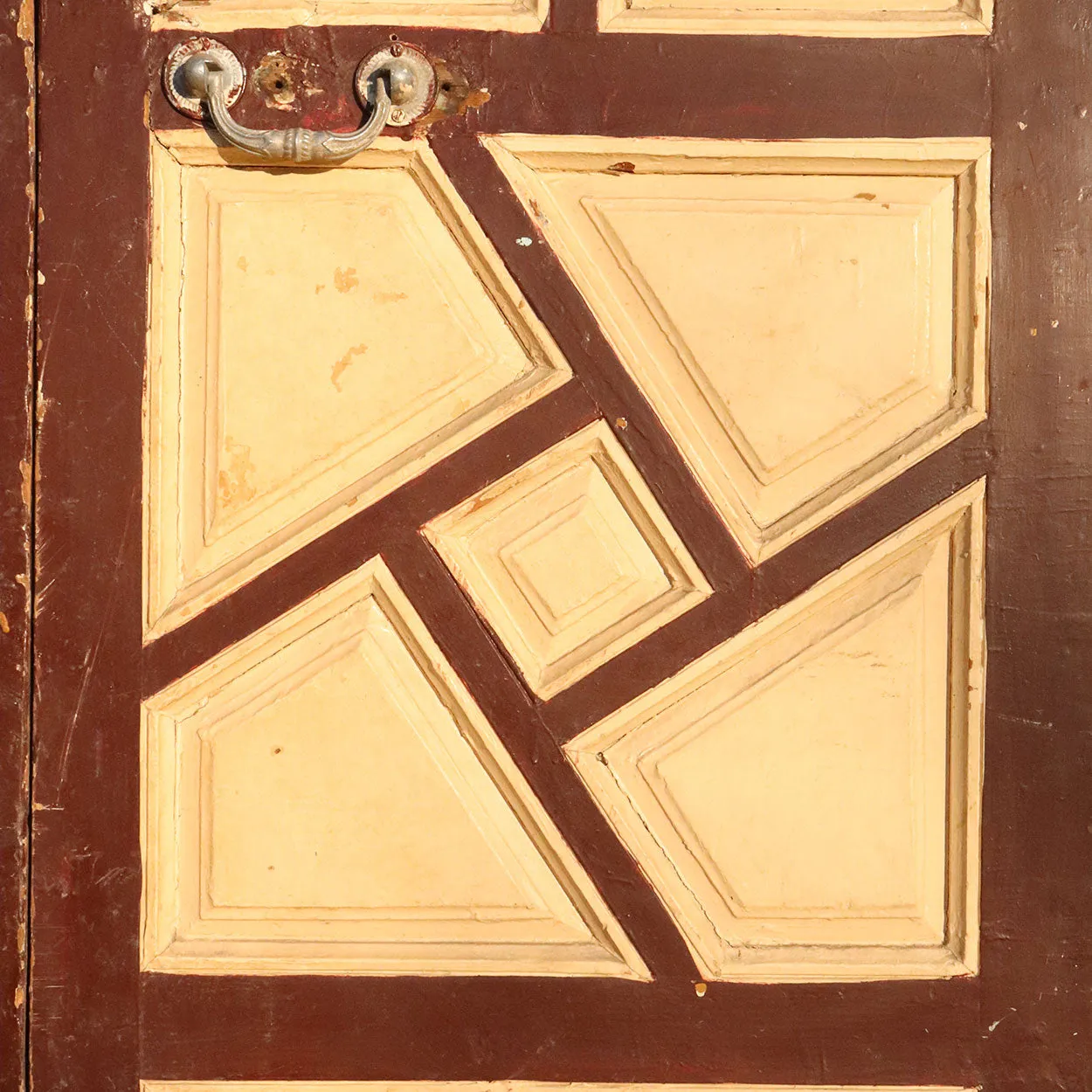 Large Moorish Painted Pine Paneled Double Door