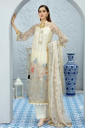 Latest Pakistani Long Dress In Classy Ivory Colour 2020 # CA110