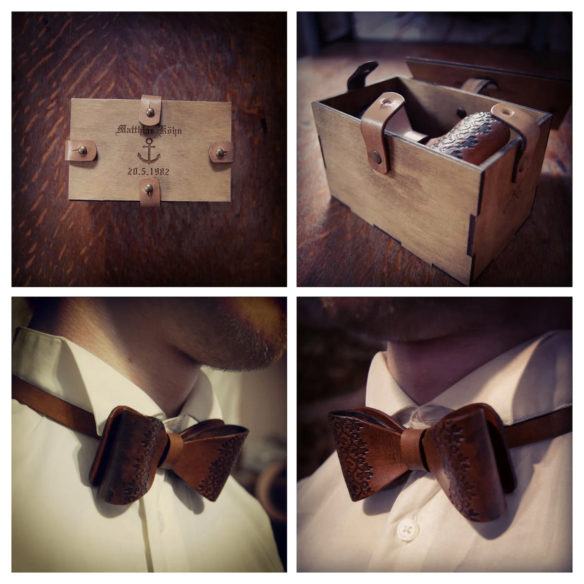 LEATHER BOW TIE / OLD