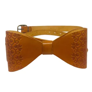 LEATHER BOW TIE / TAN