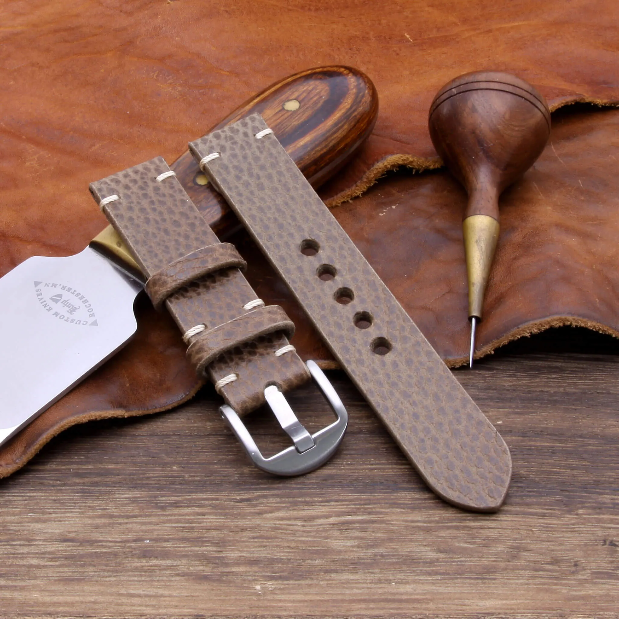Leather Watch Strap, Buttero Taupe