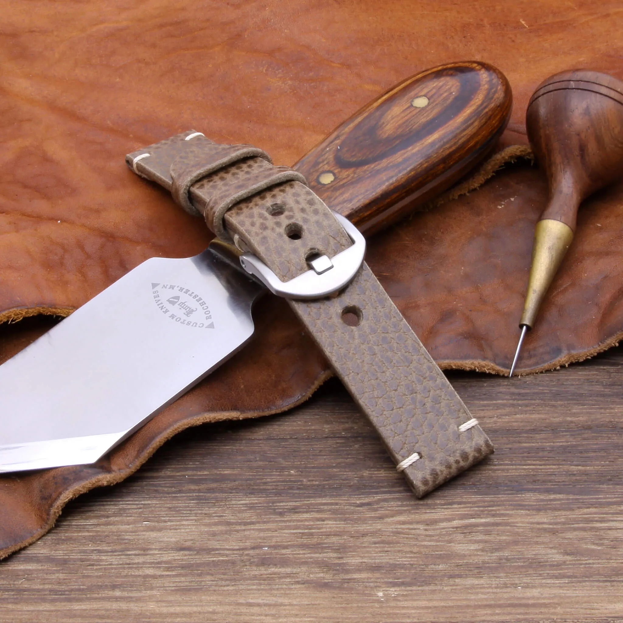 Leather Watch Strap, Buttero Taupe