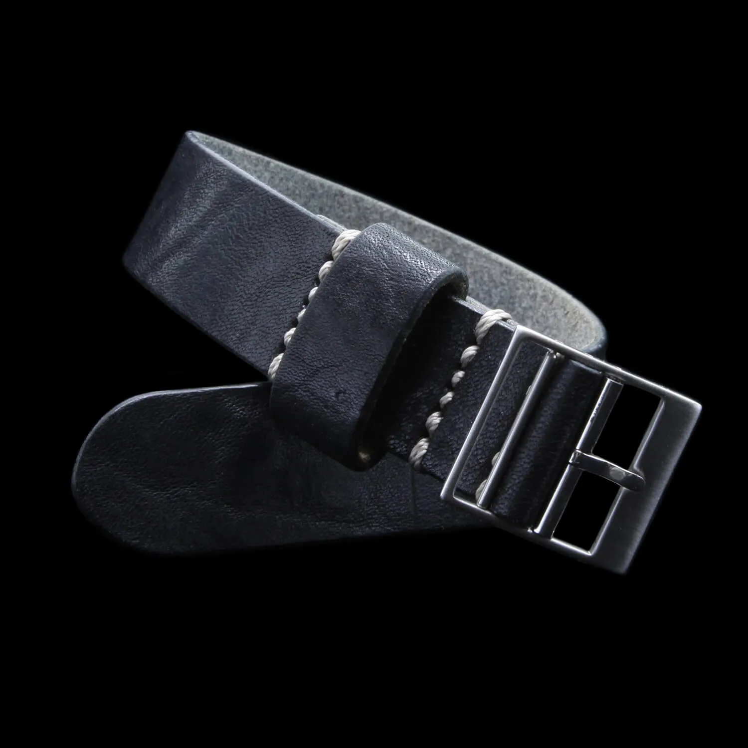 Leather Watch Strap, Classic RAF II Vintage NERO (Black)