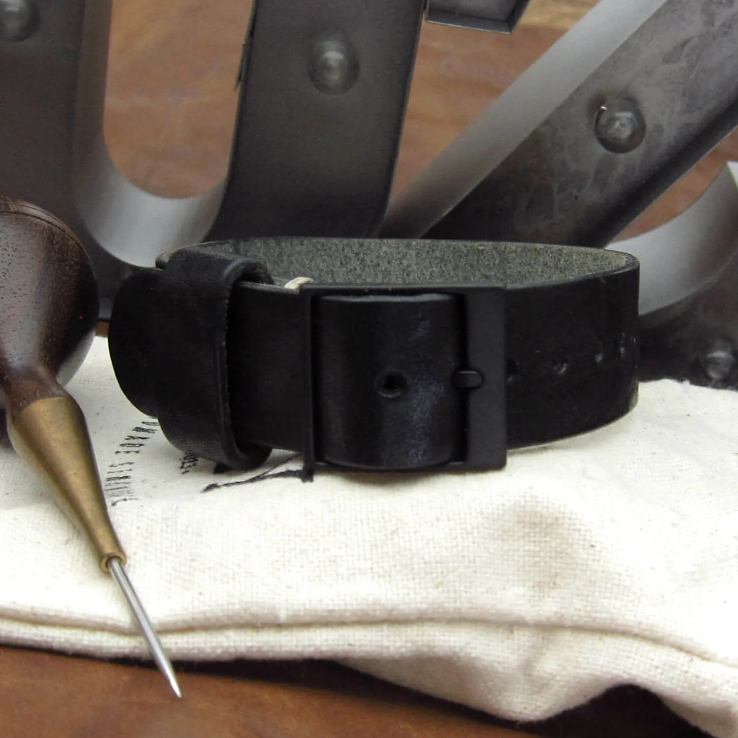 Leather Watch Strap, Classic RAF II Vintage NERO (Black)