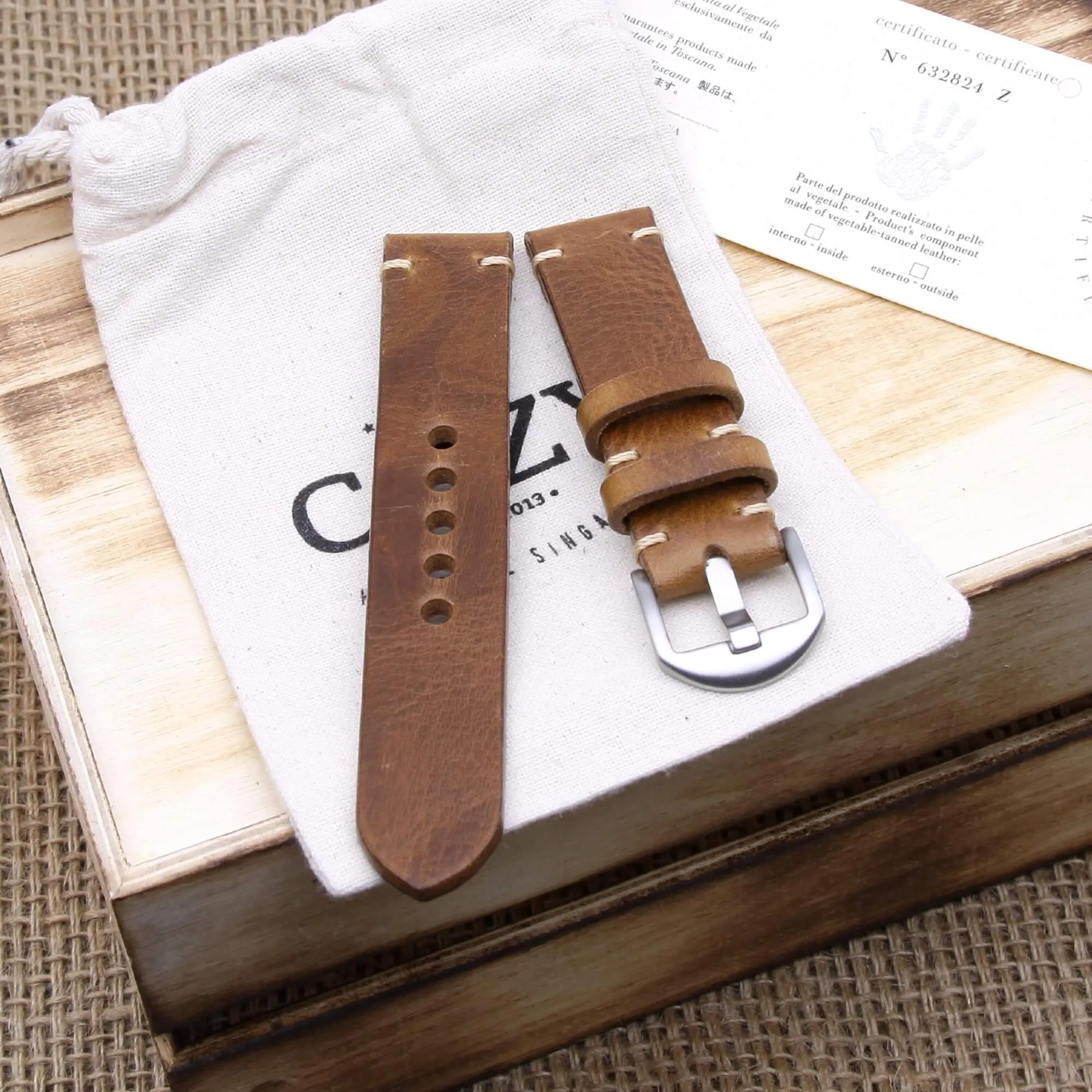 Leather Watch Strap, Military 102