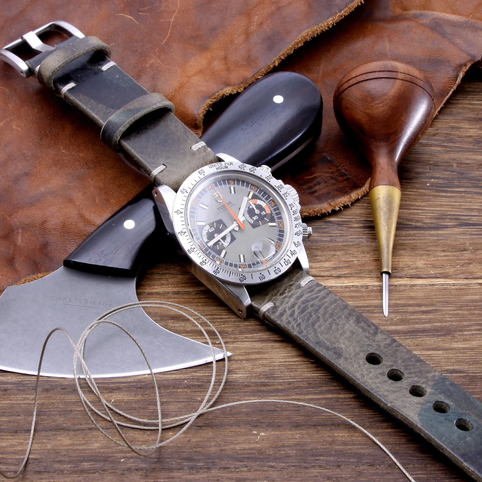 Leather Watch Strap, Military 107