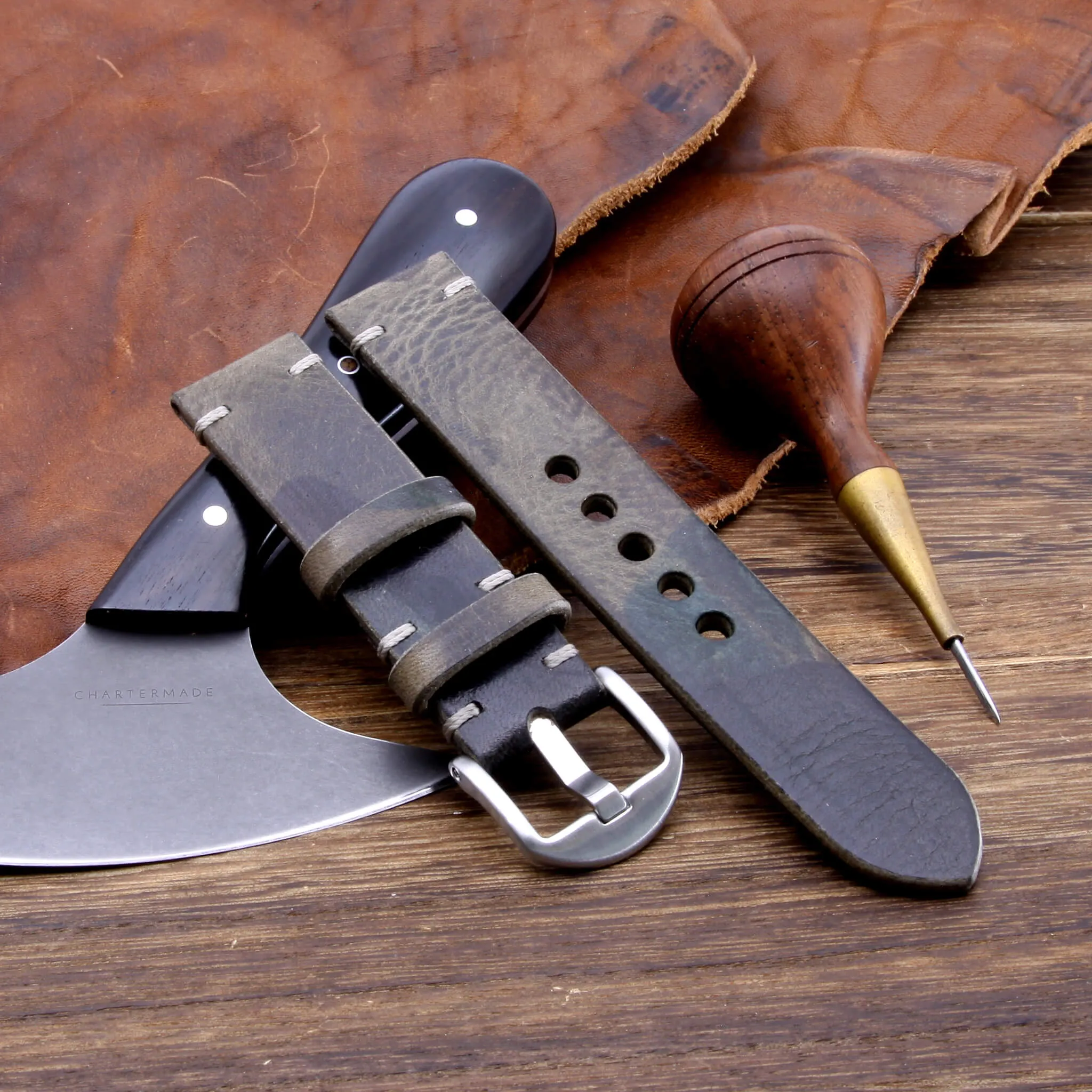 Leather Watch Strap, Military 107
