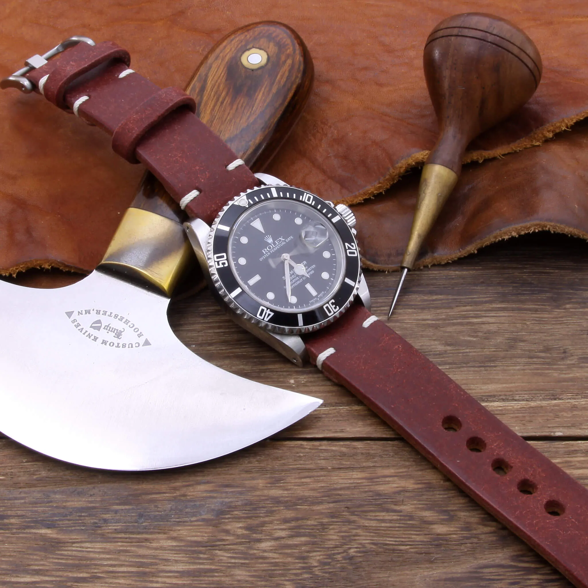 Leather Watch Strap, Pueblo Cocinella