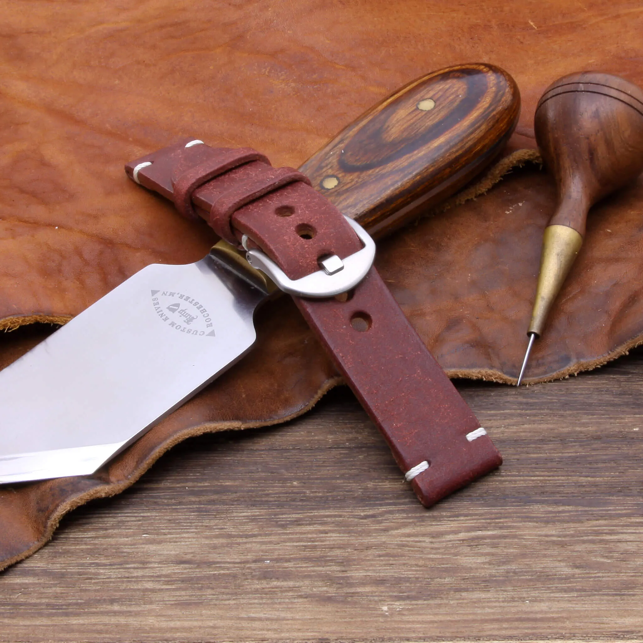 Leather Watch Strap, Pueblo Cocinella