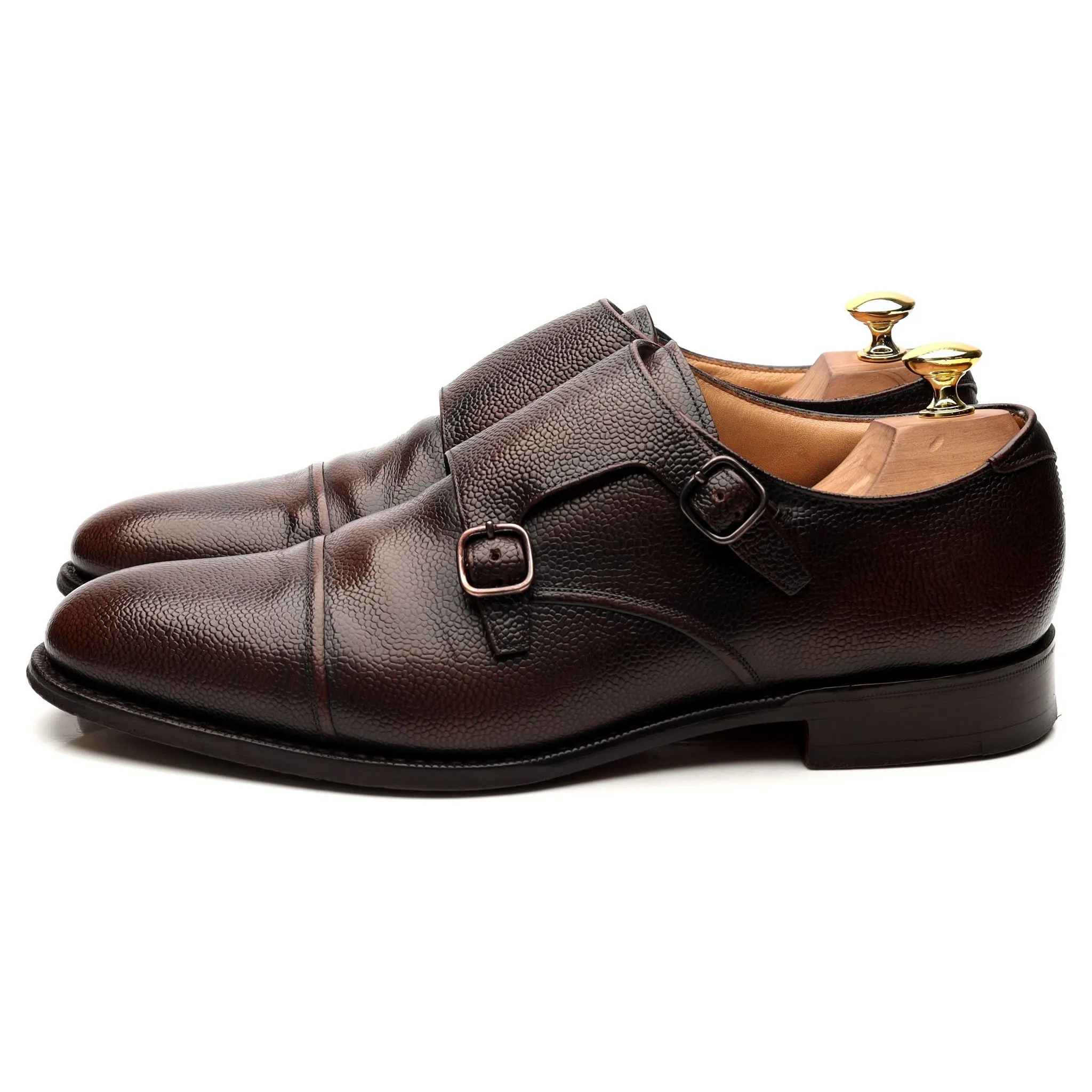 'Ledstone' Dark Brown Leather Double Monk Strap UK 8.5 F