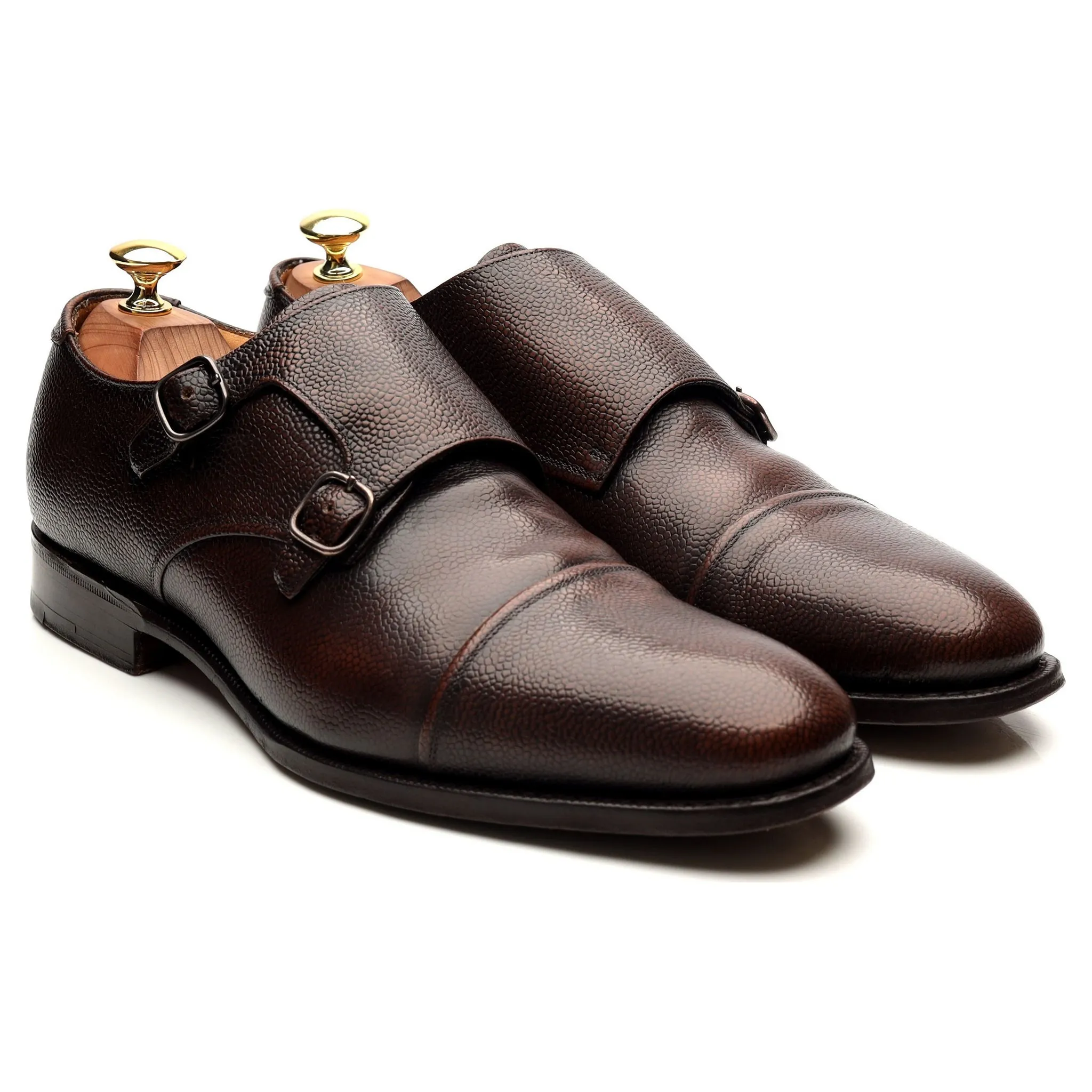 'Ledstone' Dark Brown Leather Double Monk Strap UK 8.5 F