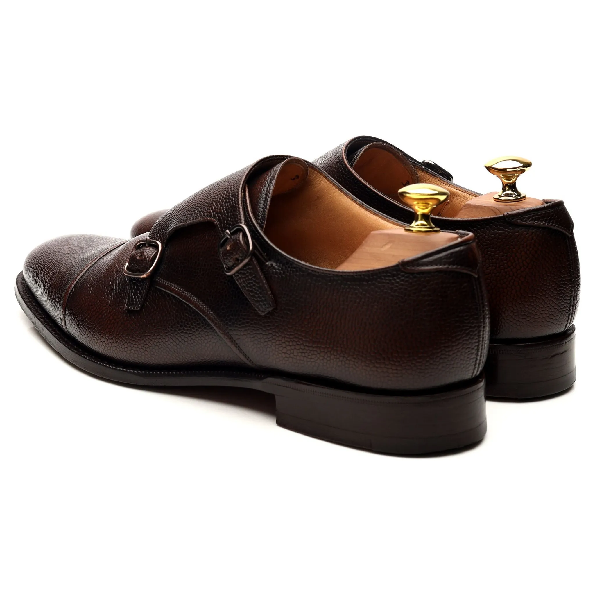 'Ledstone' Dark Brown Leather Double Monk Strap UK 8.5 F