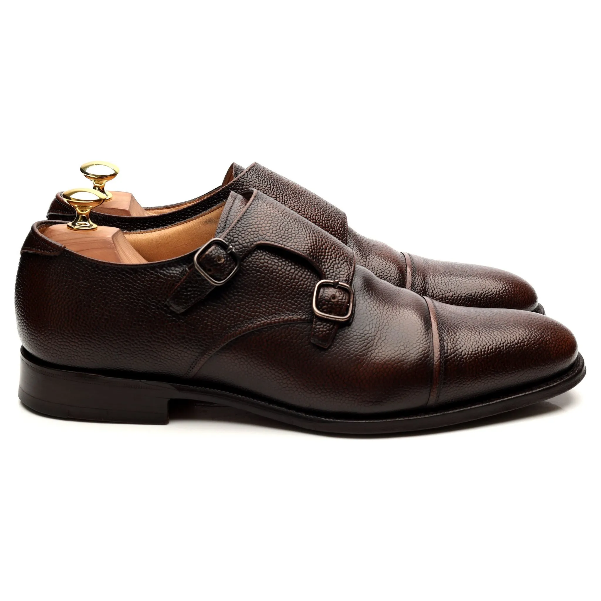 'Ledstone' Dark Brown Leather Double Monk Strap UK 8.5 F
