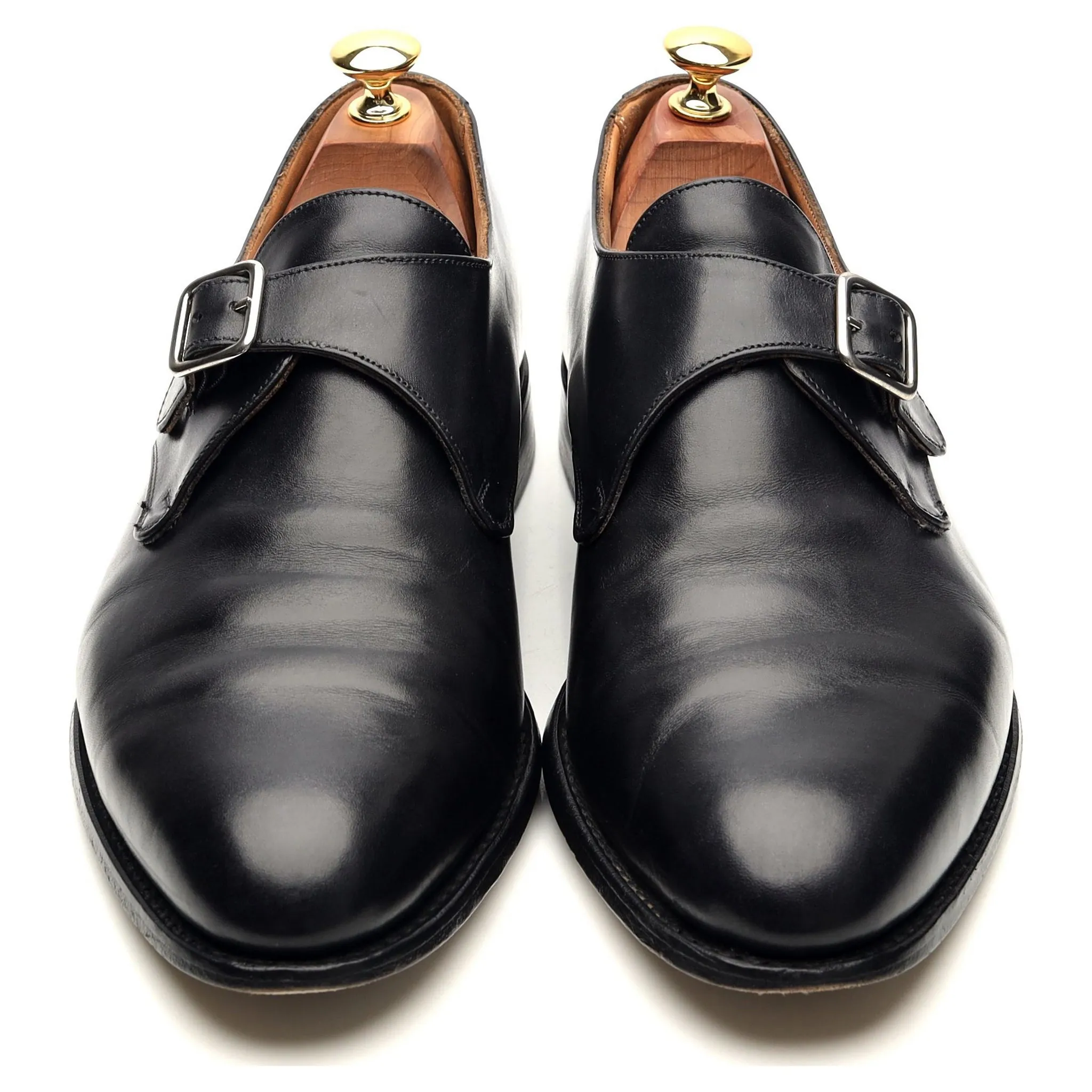 'Lewiston' Black Museum Leather Monk Strap UK 9