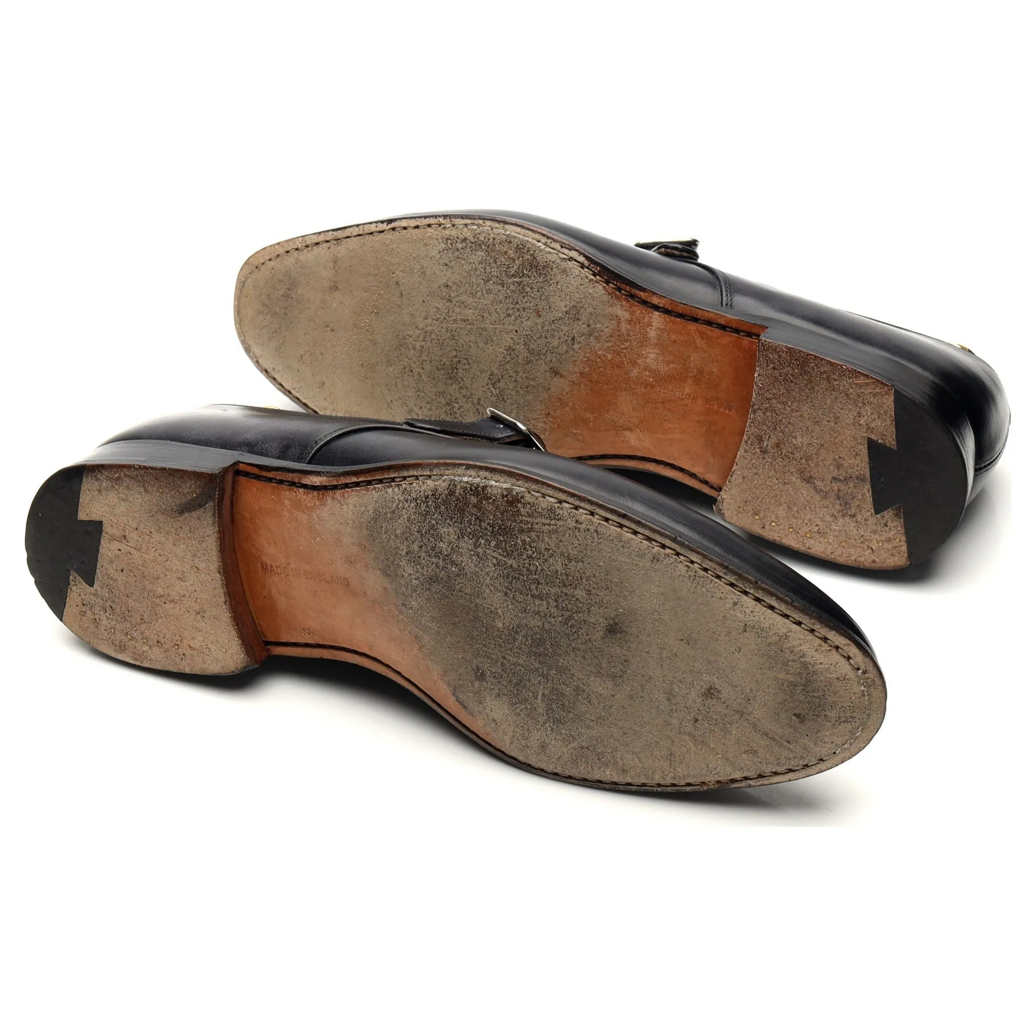'Lewiston' Black Museum Leather Monk Strap UK 9