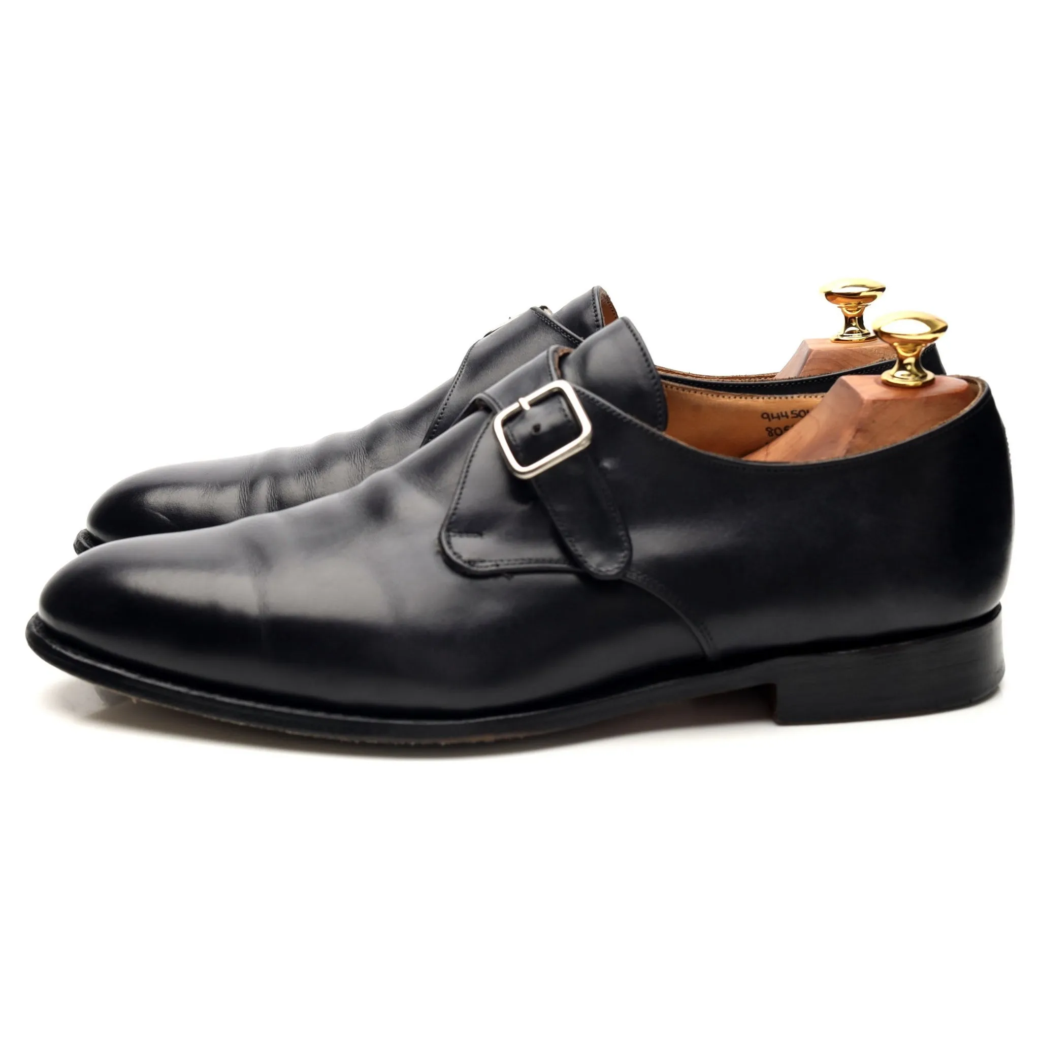 'Lewiston' Black Museum Leather Monk Strap UK 9