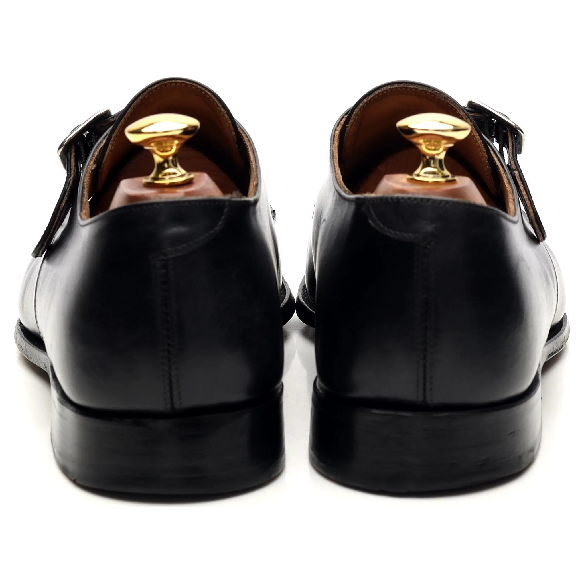 'Lewiston' Black Museum Leather Monk Strap UK 9
