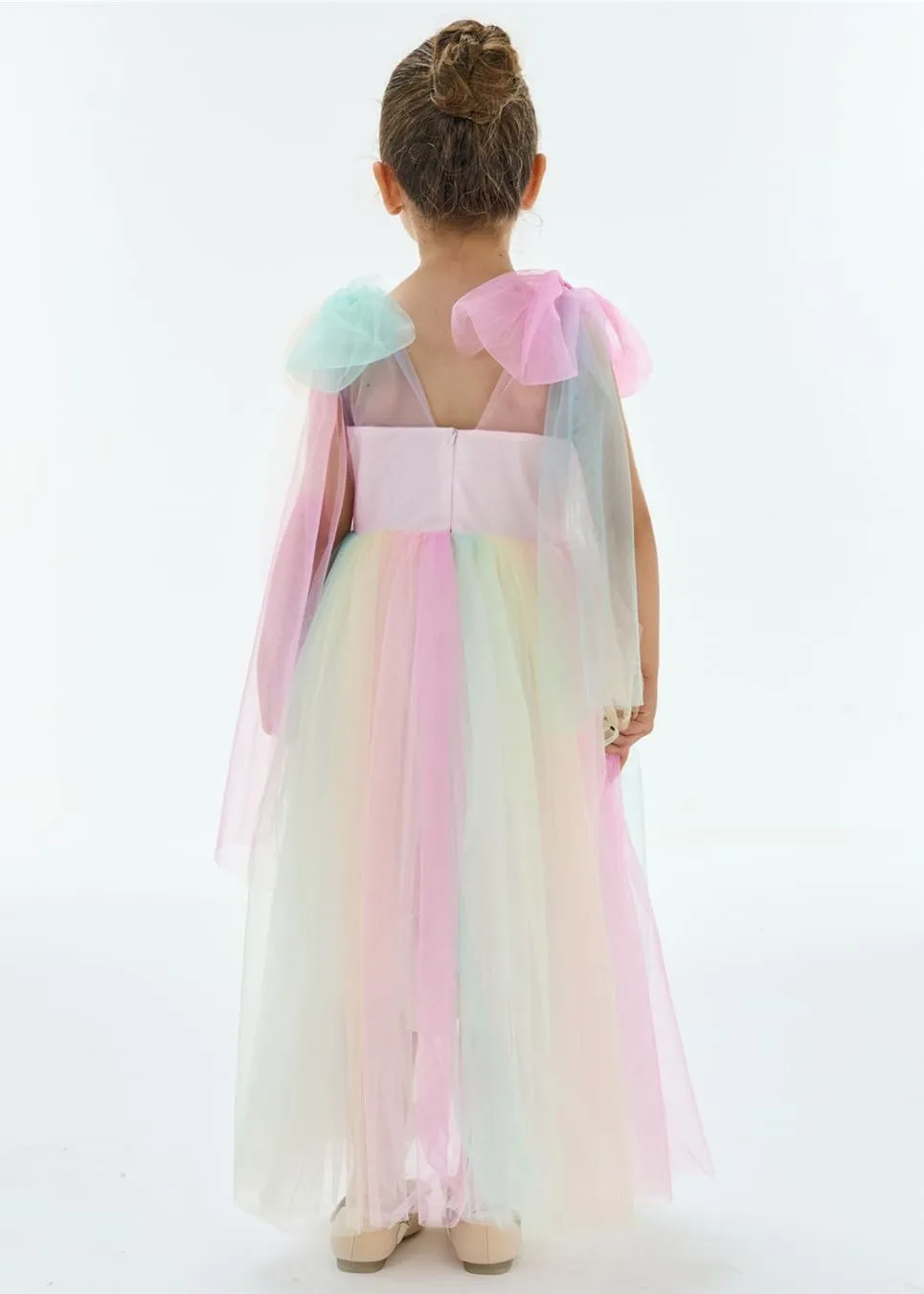 Lily Adjustable Strap Girl Dress in Rainbow