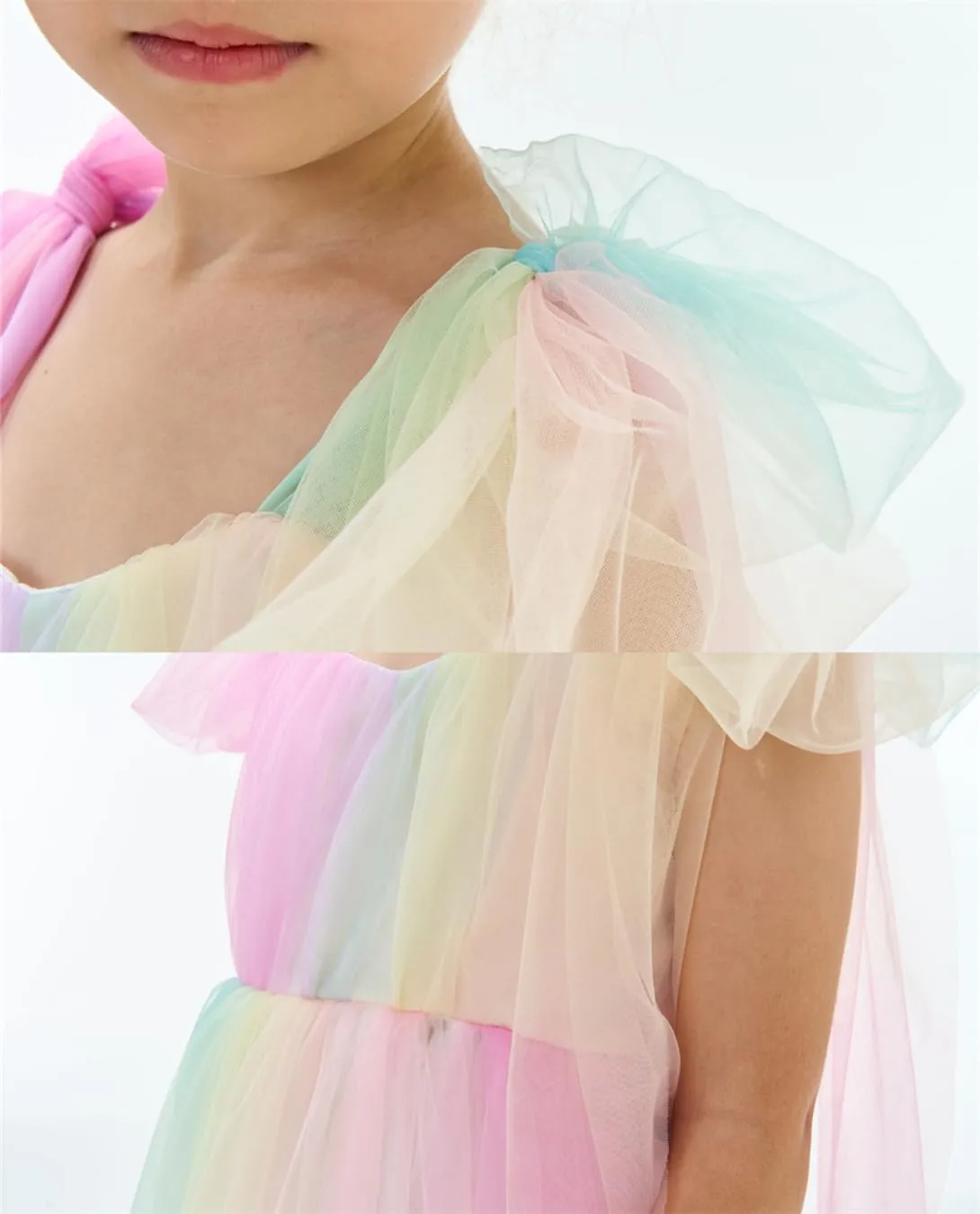 Lily Adjustable Strap Girl Dress in Rainbow