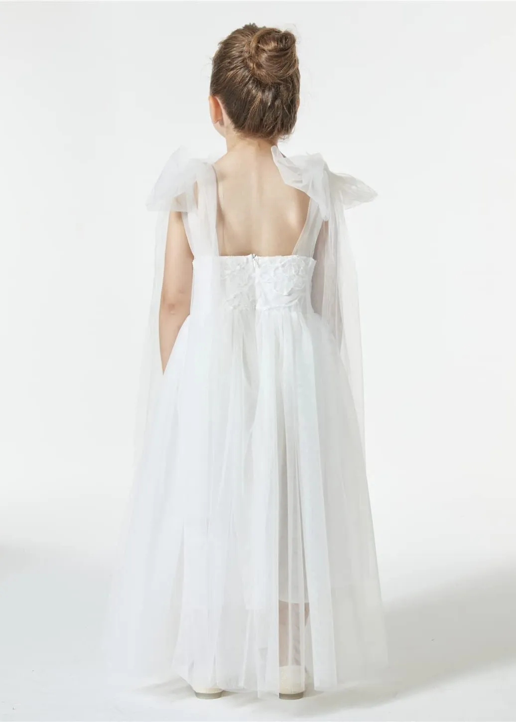 Lily Adjustable Strap Girl Dress in White