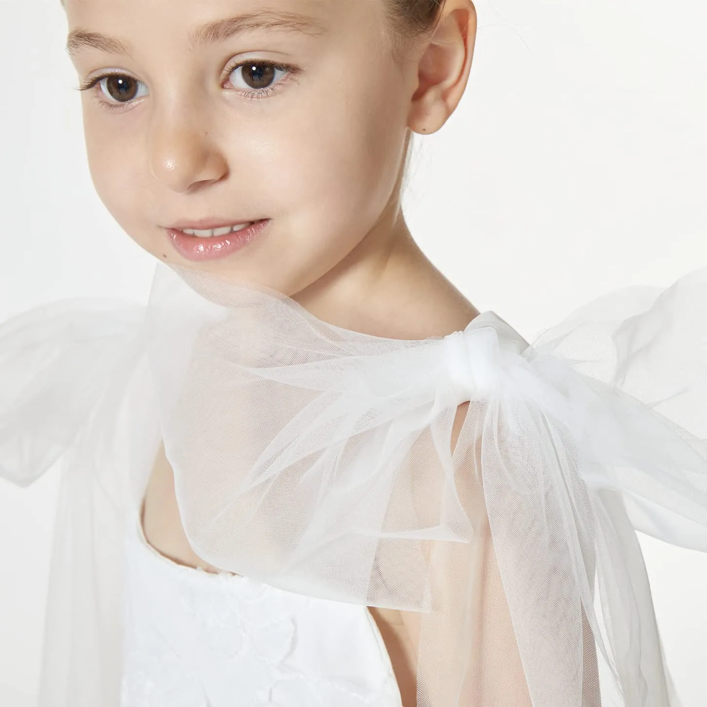Lily Adjustable Strap Girl Dress in White