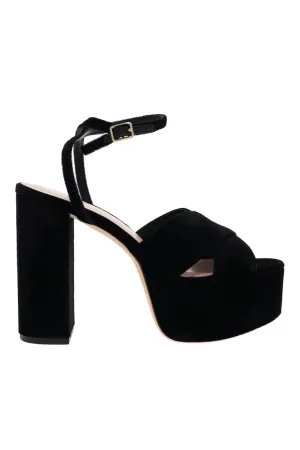 Loretta Black Velvet Platform Sandal