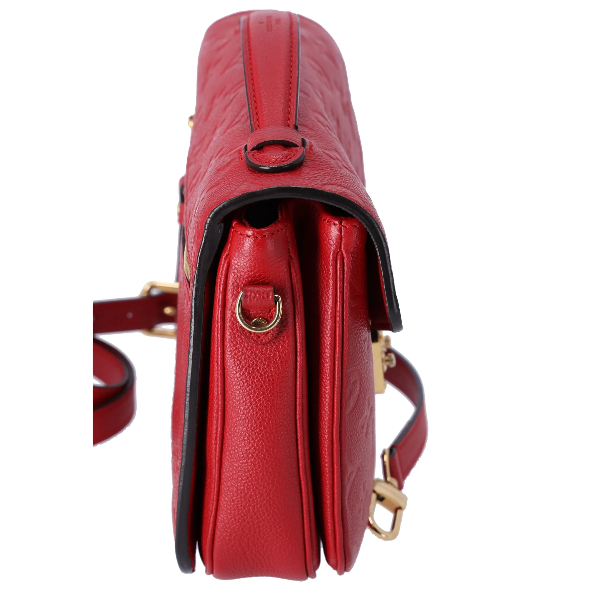Louis Vuitton Pochette Metis MM Monogram Empreinte Handbag Scarlet Red M44155